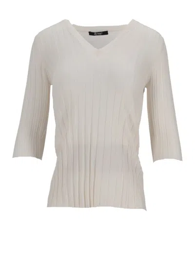 La Rose V Neck Cash/silk Cream In White