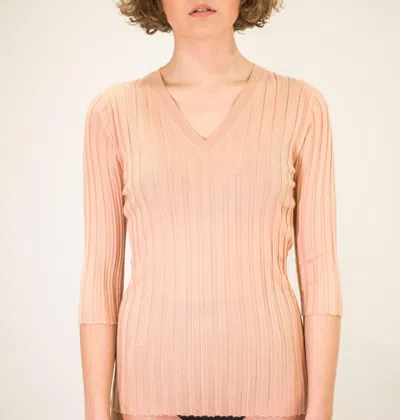 LA ROSE LA ROSE V NECK CASH/SILK LIGHT PINK