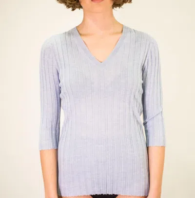 La Rose V Neck Cash/silk Sky