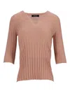 La Rose V-neck Ribbed Sweater In Pink