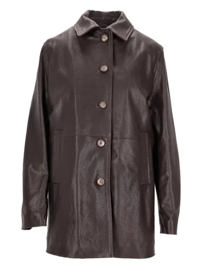 La Rose Giacca Pelle Vintage In Brown