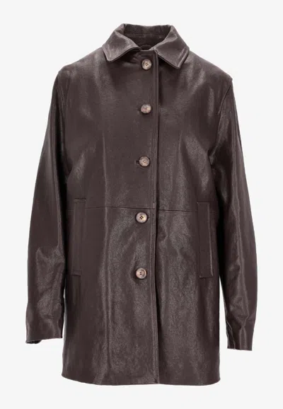 La Rose Vintage Leather Jacket In Brown