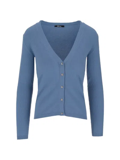La Rose V-neck Cashmere Cardigan In Blue