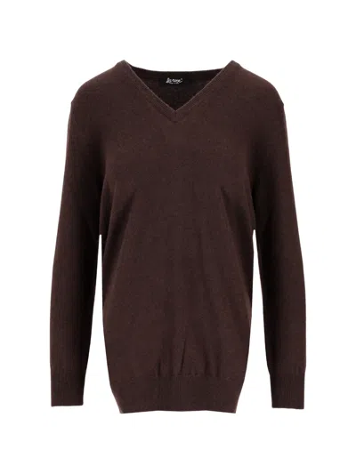 La Rose V-neck Cashmere Sweater In Brown
