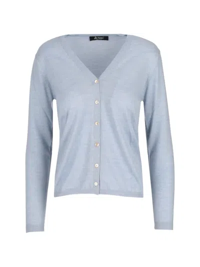 La Rose V-neck Knit Cardigan In Blue