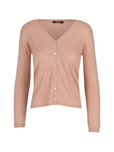 La Rose V-neck Knitted Cardigan In Pink