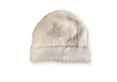 La Rose White Angora Solid Beanies Hat In Pink