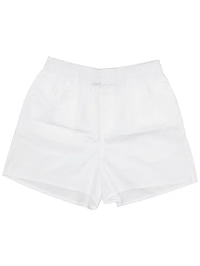 LA ROSE WHITE COTTON BUTTONED SHORTS