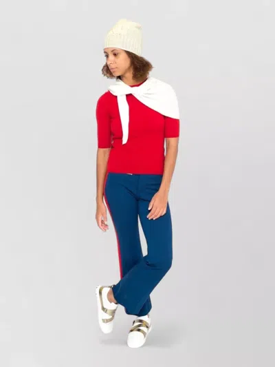 La Rose Womens Cashmere Knit Top Crew Neck In Red
