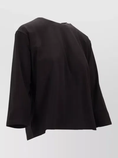 La Rose Womens Long Sleeve T Shirt Round Neck In Black