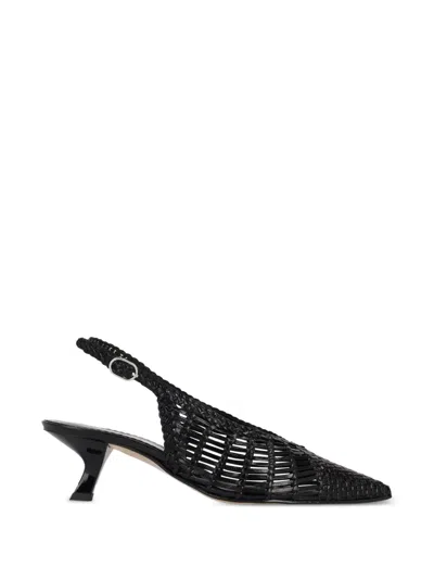 La Rose Woven Slingback Pumps In Black