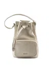 La Rose Zip Leather Bucket Bag In Neutral