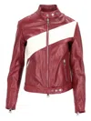 La Rose Zip-up Leather Jacket In Red