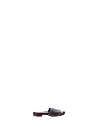La Rose Zoccoli Pelle In Black