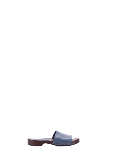 La Rose Zoccoli Pelle In Blue