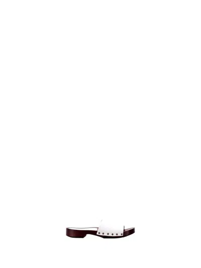 La Rose Zoccoli Pelle In White