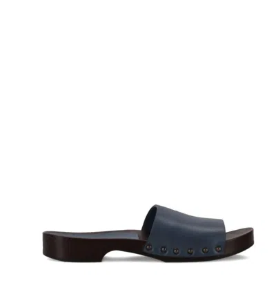 La Rose Zoccoli Pelle In Blue