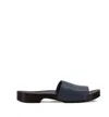 La Rose Studded Leather Clogs In Blue