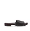 La Rose Studded Leather Clogs In Black