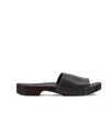 La Rose Studded Leather Clogs In Black