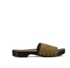 La Rose Studded Leather Clogs In Green