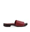 La Rose Studded Leather Clogs In Red