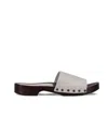 La Rose Studded Leather Clogs In White