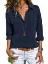 La Roseason Frances Classic Button Down Shirt In Navy In Blue
