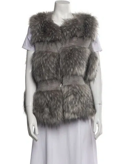 Pre-owned La Seine & Moi Faux Fur Vest In Gray