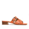 La Sellerie Orange Leather Slipper With Cross And Golden Buckle In Orange