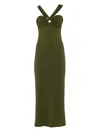 La Semaine Halter Ring-detail Midi Dress In Green