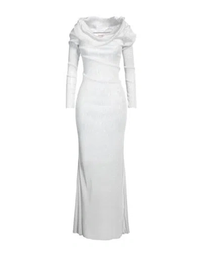 La Semaine Paris Woman Maxi Dress Light Grey Size 10 Polyamide, Metallic Fiber