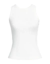 La Semaine Paris Woman Tank Top White Size 10 Viscose, Polyester, Elastane In White
