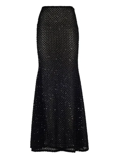 La Semaine Sequin-embellished Fishtail Maxi Skirt In Black
