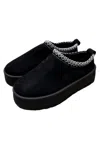 La Shoe King Women's Comfy All Day Fuzzy Slipper In Black In Black