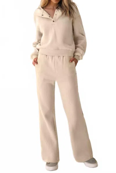 La Society Activewear Hoodie & High Waist Pants Set In Parchment In Multi