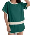 La Society Colorblock Edge Drop Shoulder T-shirt And Skirt Set In Green