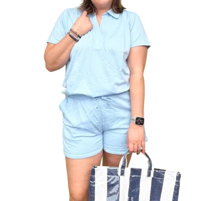 La Society Drawstring Shorts Set In Blue