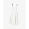 L.a-space Womens  Corseted Square-neck Cotton Midi Dress In White