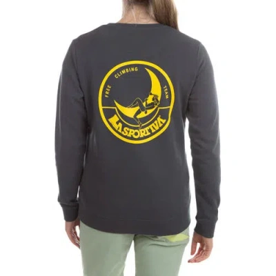 La Sportiva Climbing On The Moon Sweatshirt In Carbon/giallo