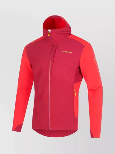 La Sportiva Hooded Jacket With Chest And Side Pockets In Red