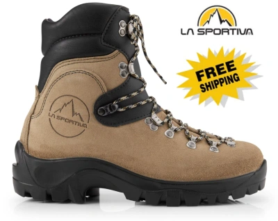 Pre-owned La Sportiva Made In Italy Glacier Wlf Leather 8" Mountaineering Boot Natural Tan