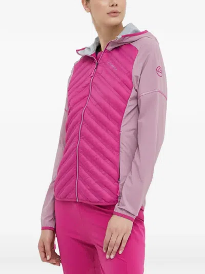 La Sportiva Quilted-design Hooded Performance Jacket In Pink