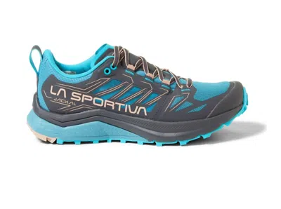 La Sportiva Women's Jackal Running Shoes In Carbon/topaz In Grey