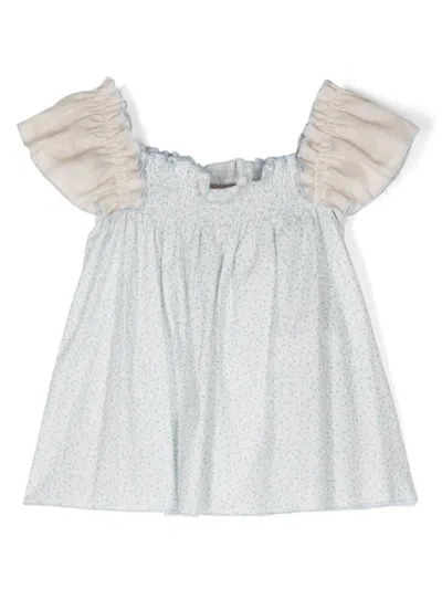 La Stupenderia Babies' Floral-print Dress Set In Light Blue