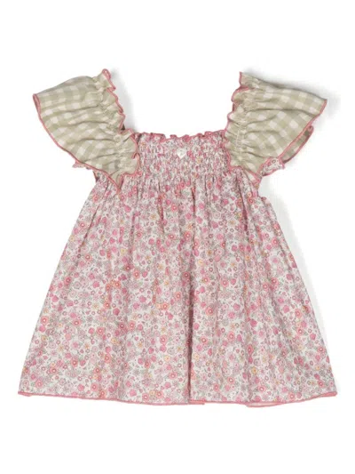 La Stupenderia Babies' Floral-print Dress Set In Green