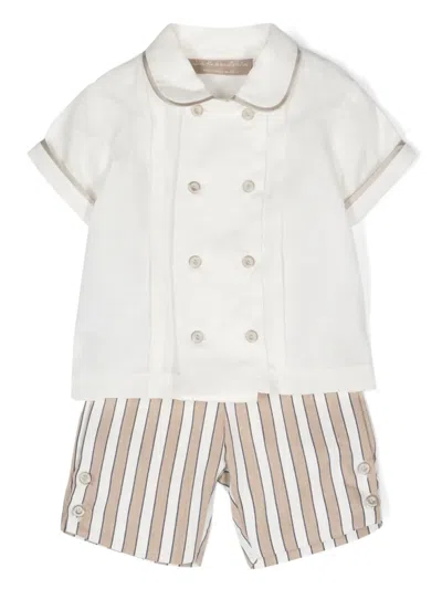 La Stupenderia Babies' Alberto Short-sleeve Shorts Set In White