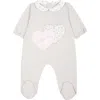 LA STUPENDERIA BEIGE BABYGROW FOR BABY GIRL WITH HEARTS AND WRITING