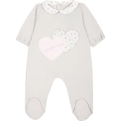 La Stupenderia Beige Babygrow For Baby Girl With Hearts And Writing