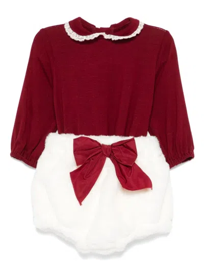 La Stupenderia Babies' Bow-detail Body And Shorts Set In Red